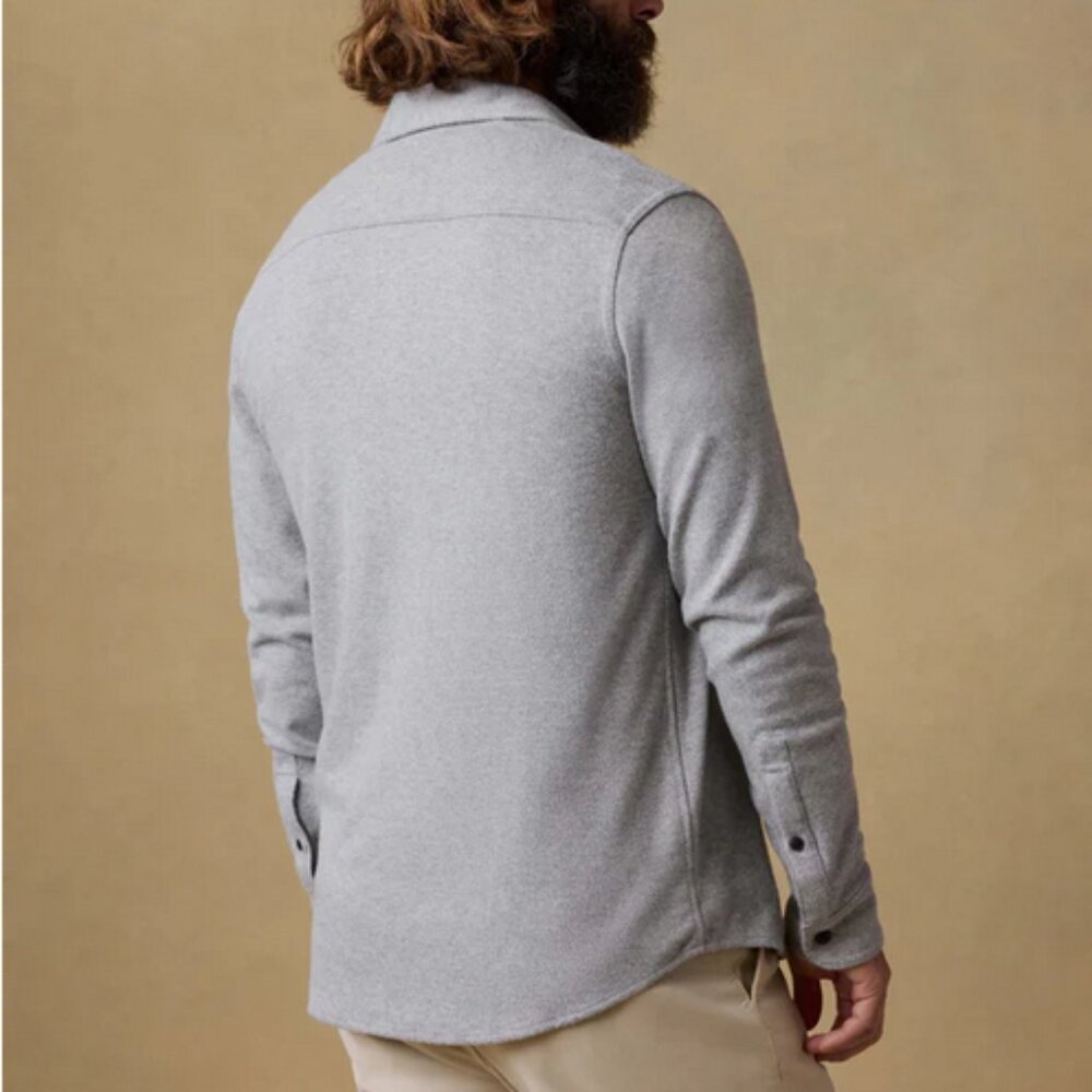 Faherty Legend Sweater Shirt - Fossil Grey Twill - Size M